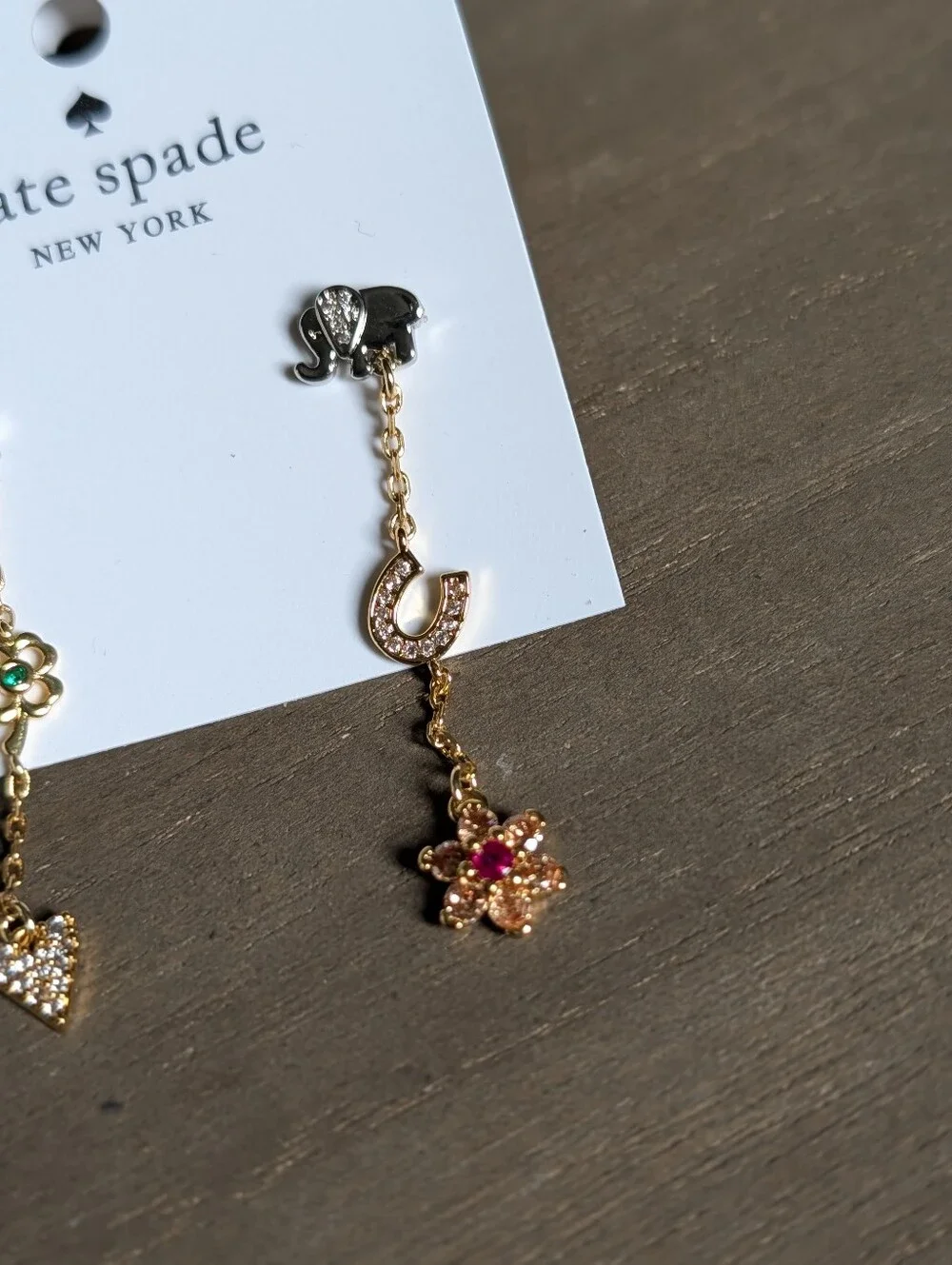 KATE SPADE NY Elephant Wishes Charm Drops Linear Earrings